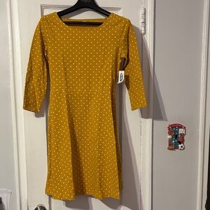 Old Navy Yellow Polka Dot 3/4 Sleeve Dress